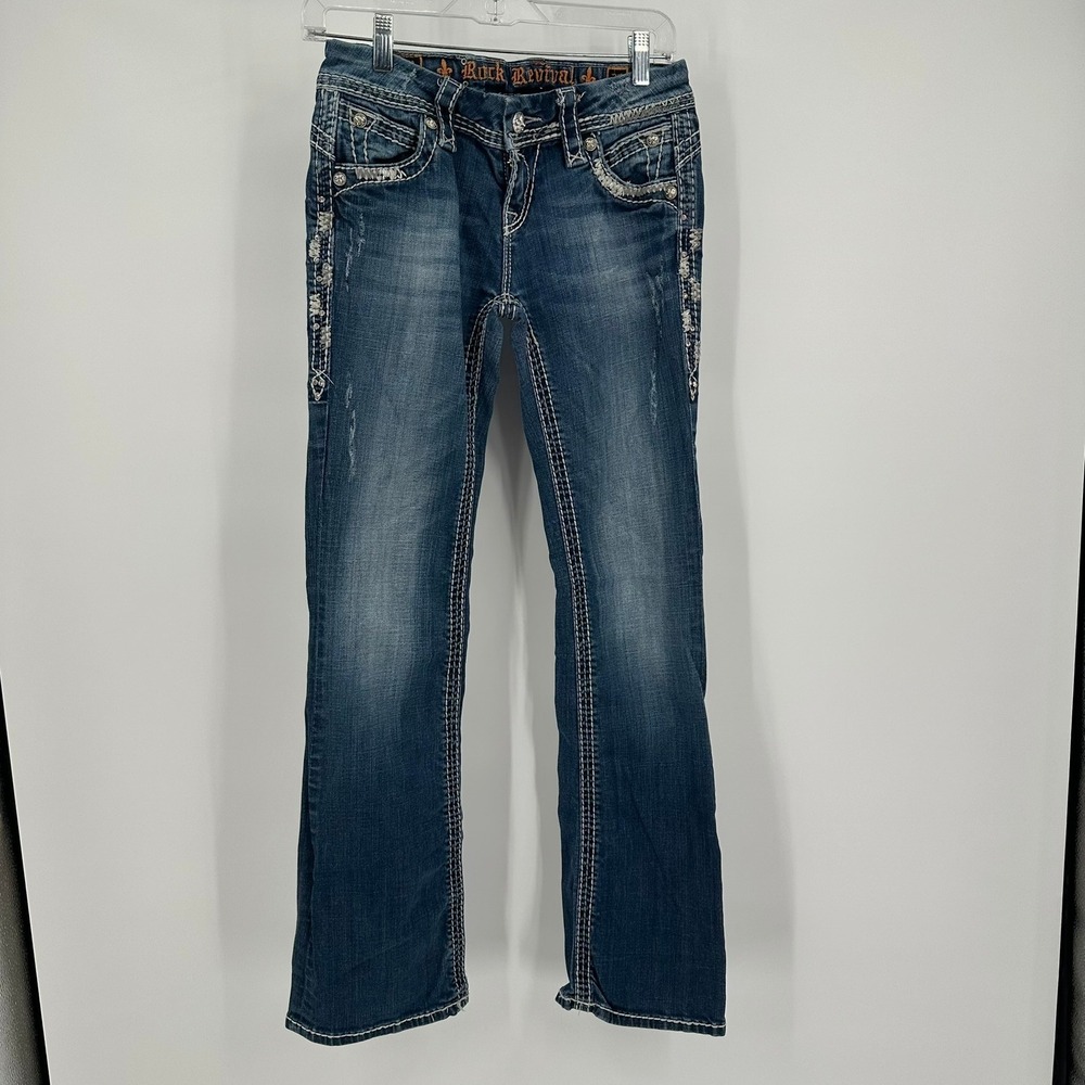 Rock Revival Amy Easy Boot  Womens Y2K McBling Jeans Size 26 Cowgirl Embroidered